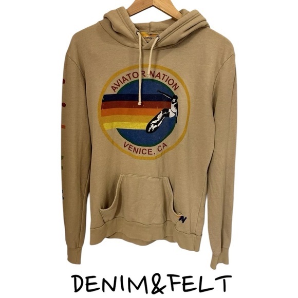 Aviator Nation Unisex Venice, Ca. Logo Hoodie/Pullover | Color: Sand/Khaki 🤎🤎 - Picture 2 of 8
